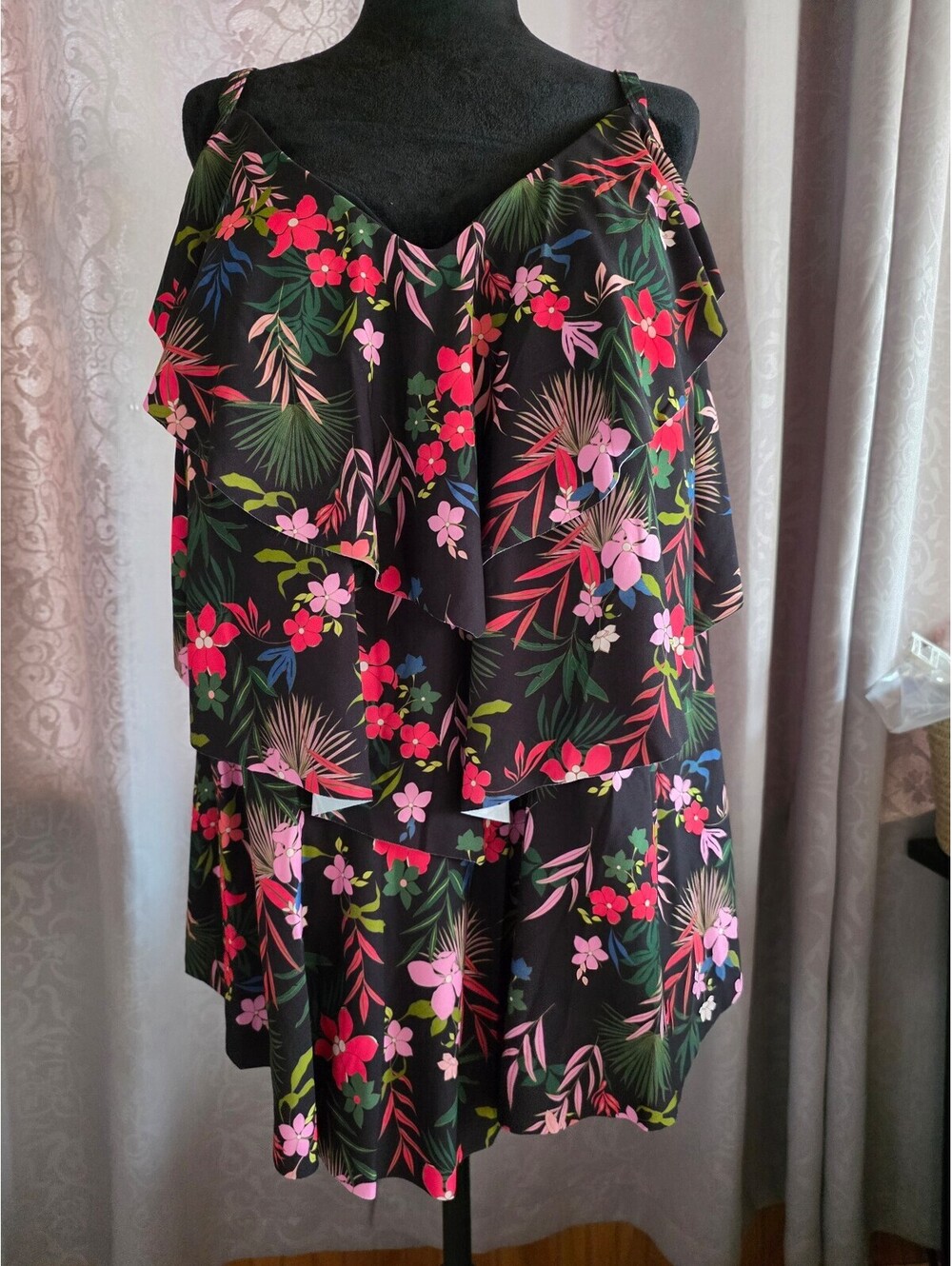 Women's Tiered Ruffle Tankini Top - Shade & Shore - 2X — BNWT